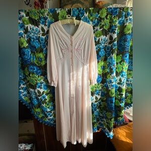 Vintage floral embroidered nightgown (has some staining)